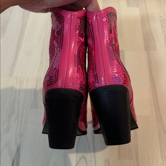 Cowgirl pink magenta shiny sequins western cowboy boots women’s girls - Picture 6 of 11